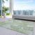 8' X 10' Artichoke Green Fern Green And Ivory Abstract Washable Indoor Outdoor Area Rug