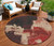 8' Brick Red And Red Round Abstract Washable Indoor Outdoor Area Rug