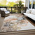 9' X 12' Beige Abstract Washable Non Skid Indoor Outdoor Area Rug Transitional Style - Beige Color