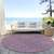 8' Eggplant And Ivory Round Geometric Washable Indoor Outdoor Area Rug
