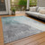 10' X 14' Pale Aqua And Gray Abstract Washable Indoor Outdoor Area Rug