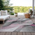 10' X 14' Pink Gray And Silver Abstract Washable Indoor Outdoor Area Rug