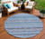 8' Sky Blue And Navy Blue Round Striped Washable Indoor Outdoor Area Rug