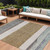 9' X 12' Brown Ivory And Blue Abstract Washable Indoor Outdoor Area Rug