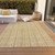 10' X 14' Wheat Gold And Gray Striped Washable Indoor Outdoor Area Rug