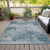 8' X 10' Teal Blue And Beige Abstract Washable Indoor Outdoor Area Rug - Teal Blue, Beige
