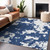 10' X 14' Navy Blue And Ivory Abstract Washable Indoor Outdoor Area Rug Transitional Style - Navy Blue, Ivory Color
