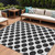 9' X 12' Black And Ivory Polka Dot Washable Indoor Outdoor Area Rug - Black, Ivory