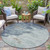 8' Pale Aqua And Taupe Round Abstract Washable Indoor Outdoor Area Rug - Pale Aqua, Taupe