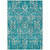 10' X 14' Teal Blue And Ivory Floral Washable Indoor Outdoor Area Rug - Teal Blue, Ivory