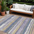 9' X 12' Purple Ivory And Beige Striped Washable Indoor Outdoor Area Rug