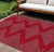 10' X 14' Red And Gray Geometric Washable Indoor Outdoor Area Rug