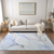 9' X 12' Ivory Blue and Gray Abstract Washable Non Skid Indoor Outdoor Area Rug