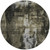 8' Charcoal And Black Round Abstract Washable Indoor Outdoor Area Rug