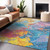 10' X 14' Blue Yellow Pink And Orange Abstract Washable Indoor Outdoor Area Rug