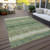 9' X 12' Green Gray And Ivory Striped Washable Indoor Outdoor Area Rug