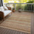 8' X 10' Terra Cotta And Rust Striped Washable Indoor Outdoor Area Rug