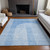 9' X 12' Sky Blue And Denim Blue Geometric Washable Indoor Outdoor Area Rug