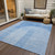 9' X 12' Sky Blue And Denim Blue Geometric Washable Indoor Outdoor Area Rug