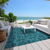 10' X 14' Teal Floral Medallion Washable Non Skid Indoor Outdoor Area Rug