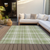 10' X 14' Artichoke Green Brown And Ivory Plaid Washable Indoor Outdoor Area Rug