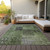 9' X 12' Olive Green And Gray Patchwork Washable Indoor Outdoor Area Rug