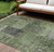 9' X 12' Olive Green And Gray Patchwork Washable Indoor Outdoor Area Rug