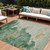 8' X 10' Emerald And Gold Abstract Washable Indoor Outdoor Area Rug