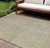 9' X 12' Ivory And Brown Abstract Washable Indoor Outdoor Area Rug