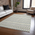 9' X 12' Linen And Lime Green Striped Washable Indoor Outdoor Area Rug