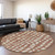 8' Orange And Ivory Round Abstract Washable Indoor Outdoor Area Rug