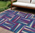 9' X 12' Purple Ivory And Teal Blue Geometric Washable Indoor Outdoor Area Rug