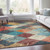 10' X 14' Navy Blue And Gold Geometric Washable Indoor Outdoor Area Rug