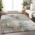 10' X 14' Ivory Gray And Khaki Abstract Washable Indoor Outdoor Area Rug