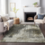 8' X 10' Taupe Beige And Olive Green Abstract Washable Indoor Outdoor Area Rug