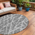 8' Round Charcoal Round Abstract Washable Non Skid Indoor Outdoor Area Rug
