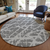 8' Round Charcoal Round Abstract Washable Non Skid Indoor Outdoor Area Rug
