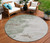 8' Artichoke Green And Linen Round Abstract Washable Indoor Outdoor Area Rug