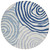 8' Ivory And Navy Blue Round Abstract Washable Indoor Outdoor Area Rug