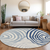 8' Ivory And Navy Blue Round Abstract Washable Indoor Outdoor Area Rug