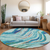 8' Blue Pink And Green Round Abstract Washable Indoor Outdoor Area Rug