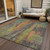 9' X 12' Orange And Teal Blue Abstract Washable Indoor Outdoor Area Rug - Orange, Teal Blue