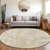 8' Beige And Silver Round Abstract Washable Indoor Outdoor Area Rug
