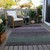 9' X 12' Purple And Olive Green Striped Washable Indoor Outdoor Area Rug