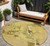 8' Gold Brown And Green Round Abstract Washable Indoor Outdoor Area Rug