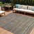 9' X 12' Brown And Denim Blue Striped Washable Indoor Outdoor Area Rug