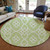 8' Artichoke Green And Ivory Round Trellis Washable Indoor Outdoor Area Rug