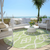 8' Artichoke Green And Ivory Round Trellis Washable Indoor Outdoor Area Rug