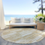 8' Gold Beige And Ivory Round Abstract Washable Indoor Outdoor Area Rug