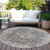 8' Charcoal And Silver Round Abstract Washable Indoor Outdoor Area Rug